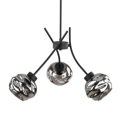 Pendellampe på ledning ZULIA 3xE27/15W/230V sort/røget sort