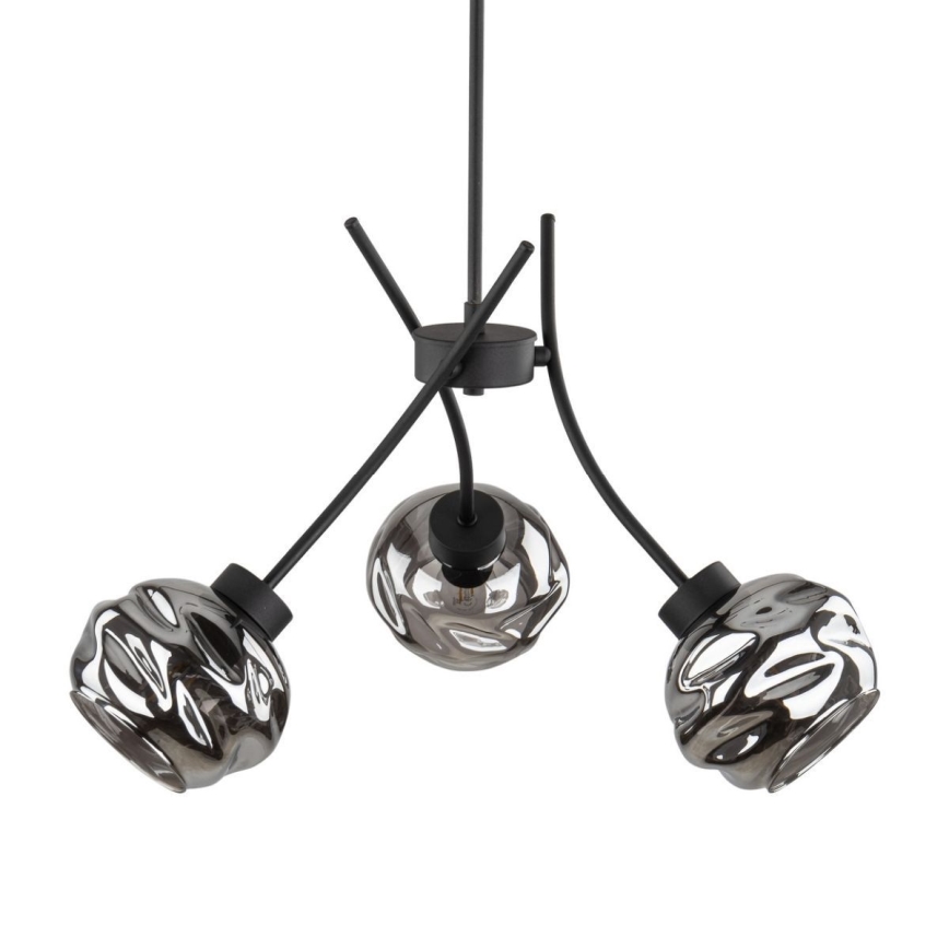 Pendellampe på ledning ZULIA 3xE27/15W/230V sort/røget sort