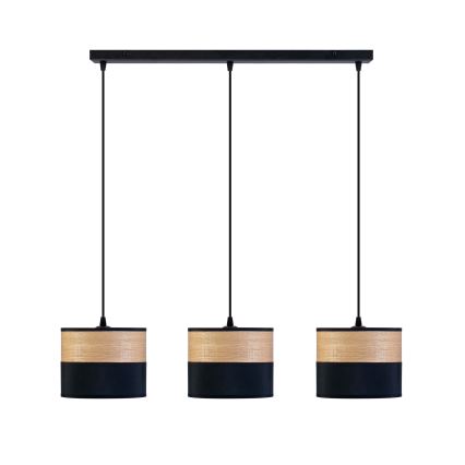 Pendellampe på wire ALBA 3xE27/15W/230V sort/brun