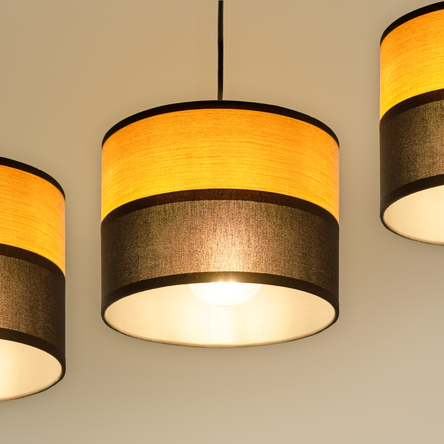 Pendellampe på wire ALBA 3xE27/15W/230V sort/brun