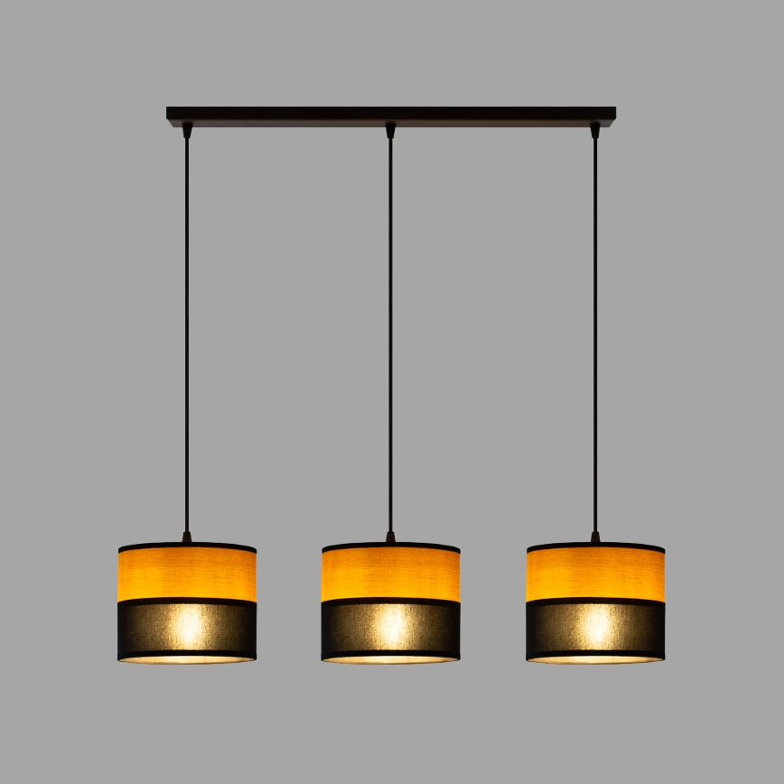 Pendellampe på wire ALBA 3xE27/15W/230V sort/brun