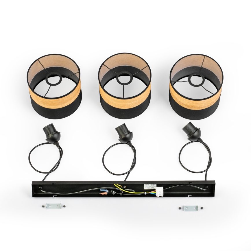 Pendellampe på wire ALBA 3xE27/15W/230V sort/brun