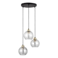 Pendellampe på wire DEVI 3xE27/15W/230V sort/klar