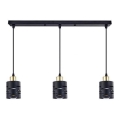 Pendellampe på wire ELEN 3xE27/35W/230V sort/guld