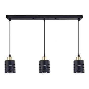 Pendellampe på wire ELEN 3xE27/35W/230V sort/guld