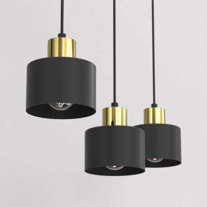 Pendellampe på wire PARKLA 3xE27/15W/230V, sort