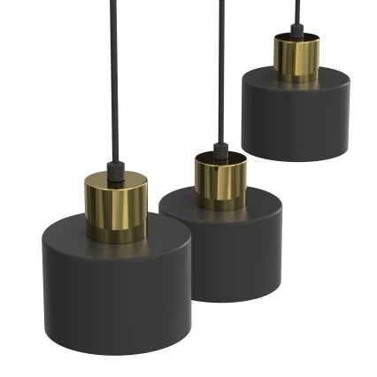 Pendellampe på wire PARKLA 3xE27/15W/230V, sort