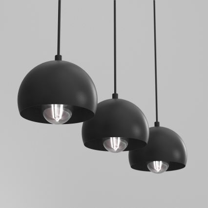 Pendellampe på wire SOOL 3xE27/15W/230V sort