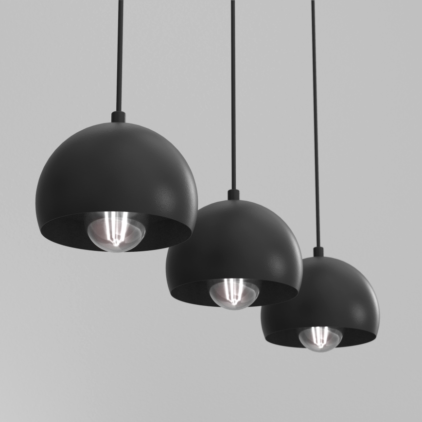 Pendellampe på wire SOOL 3xE27/15W/230V sort
