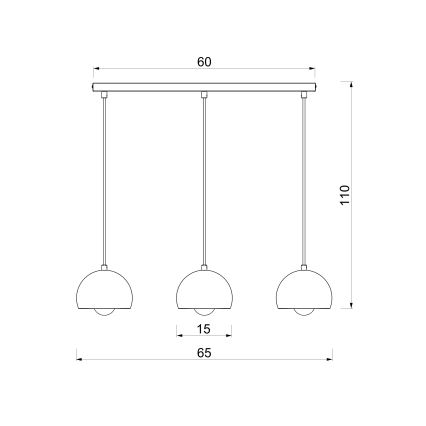 Pendellampe på wire SOOL 3xE27/15W/230V sort
