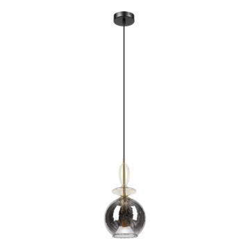 Pendellampe på wire VELLO 1xE27/15W/230V sort/røget beige/sort