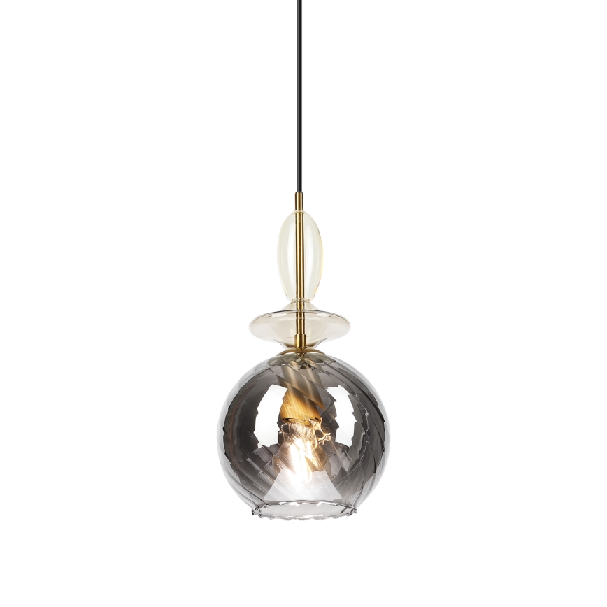 Pendellampe på wire VELLO 1xE27/15W/230V sort/røget beige/sort
