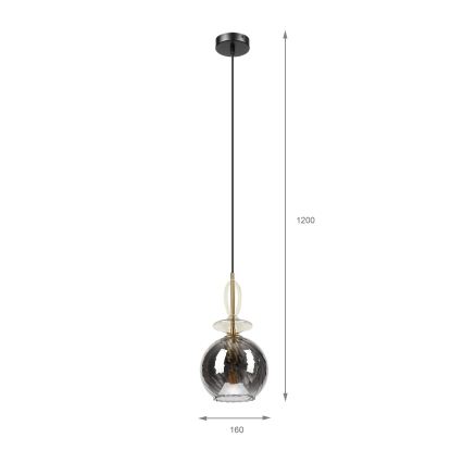 Pendellampe på wire VELLO 1xE27/15W/230V sort/røget beige/sort