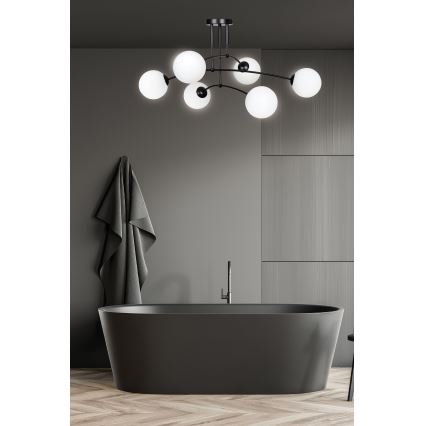 Pendellampe PREGOS 6xE14/10W/230V sort/hvid