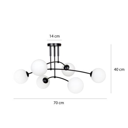Pendellampe PREGOS 6xE14/10W/230V sort/hvid