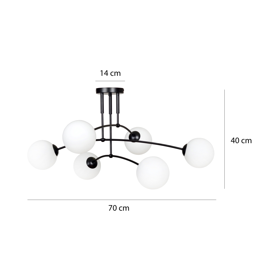 Pendellampe PREGOS 6xE14/10W/230V sort/hvid