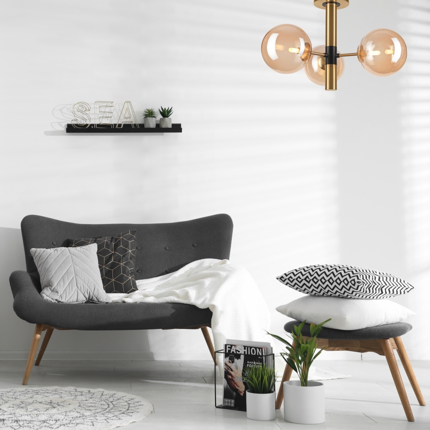 Pendellampe ROLLO 3xG9/5W/230V guldfarvet/røget beige