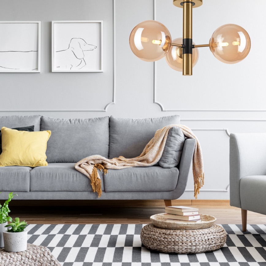 Pendellampe ROLLO 3xG9/5W/230V guldfarvet/røget beige