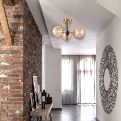 Pendellampe ROLLO 3xG9/5W/230V guldfarvet/røget beige