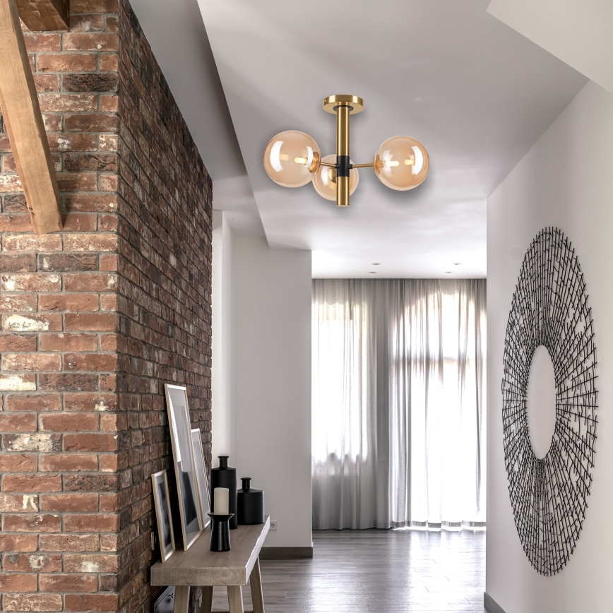 Pendellampe ROLLO 3xG9/5W/230V guldfarvet/røget beige