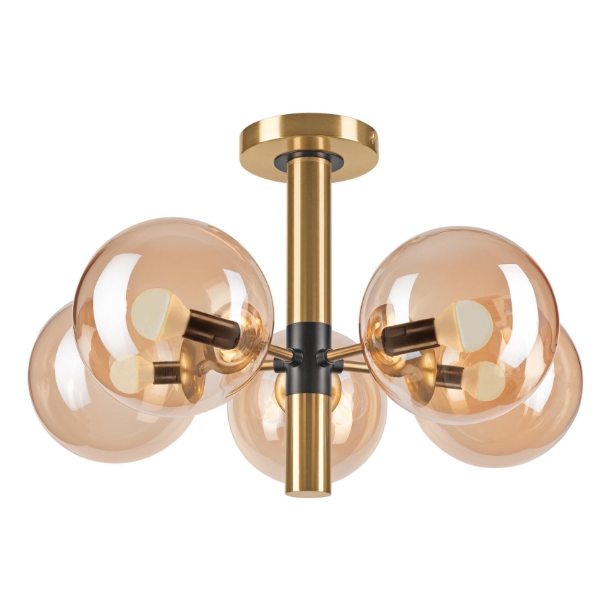 Pendellampe ROLLO 5xE14/5W/230V guldfarvet/røget beige