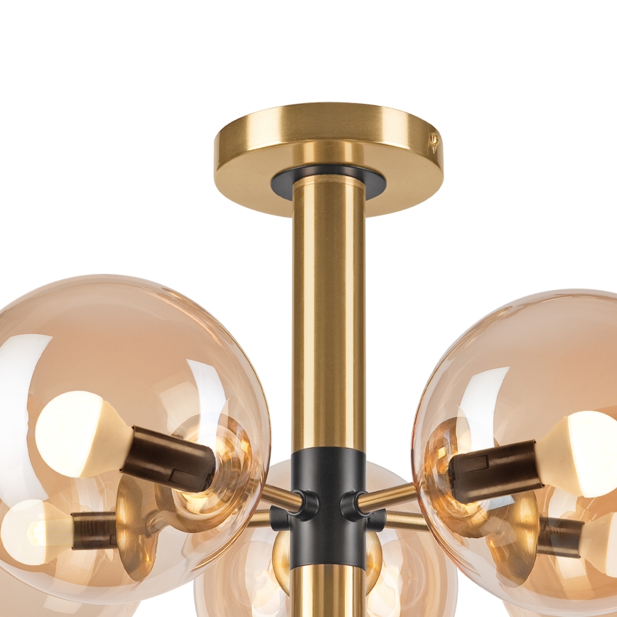 Pendellampe ROLLO 5xE14/5W/230V guldfarvet/røget beige