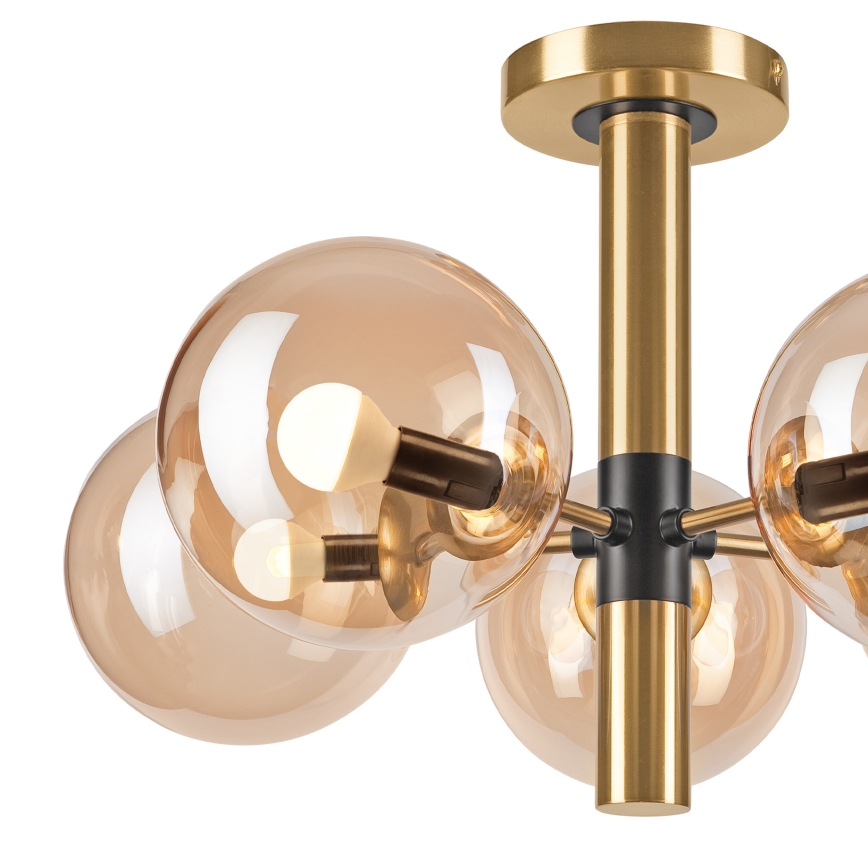 Pendellampe ROLLO 5xE14/5W/230V guldfarvet/røget beige