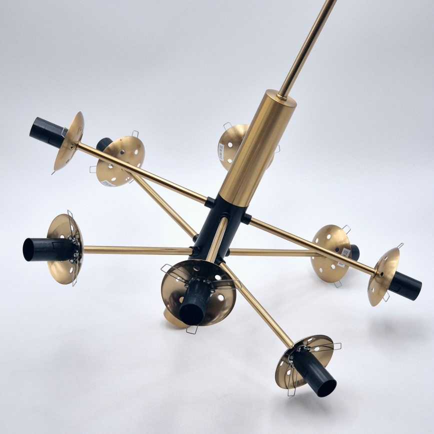 Pendellampe ROLLO 8xE14/5W/230V guldfarvet/røget beige