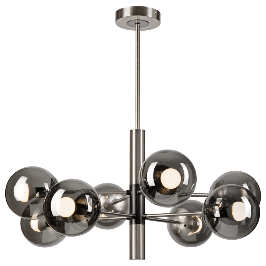 Pendellampe ROLLO 8xE14/5W/230V mat krom/røget