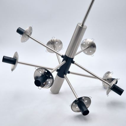 Pendellampe ROLLO 8xE14/5W/230V mat krom/røget