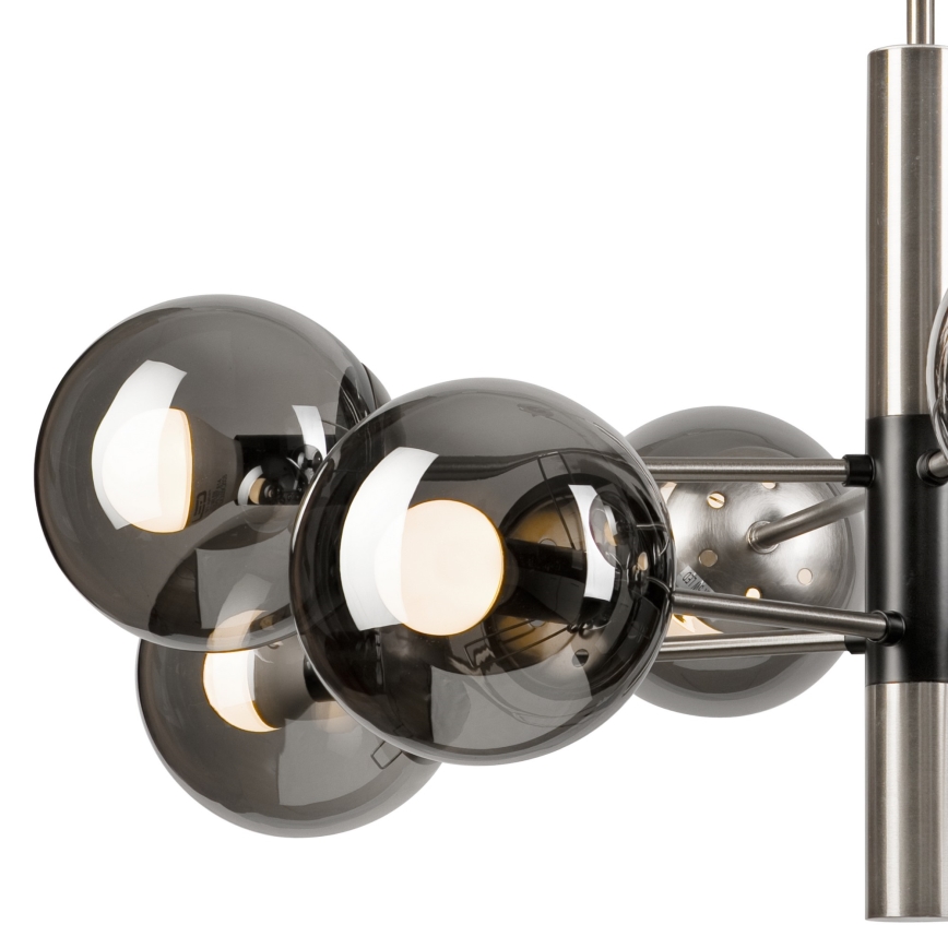 Pendellampe ROLLO 8xE14/5W/230V mat krom/røget