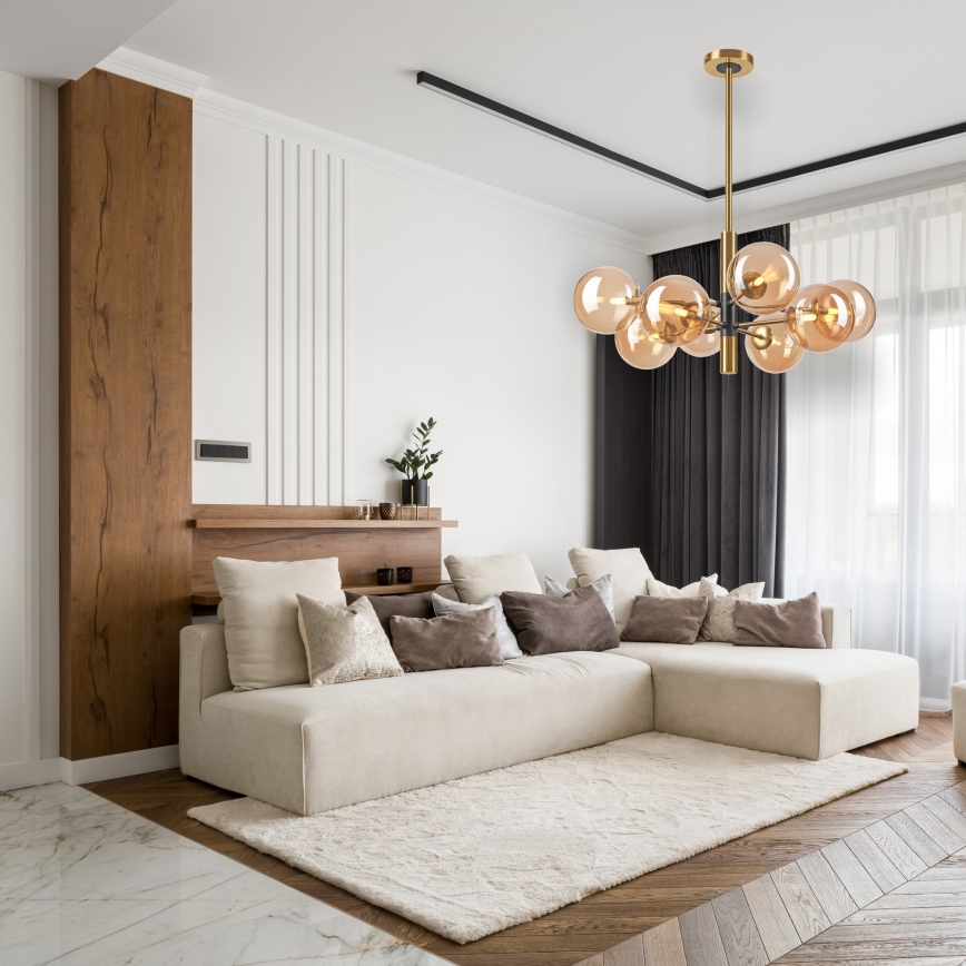 Pendellampe ROLLO 8xG9/5W/230V guldfarvet/røget beige