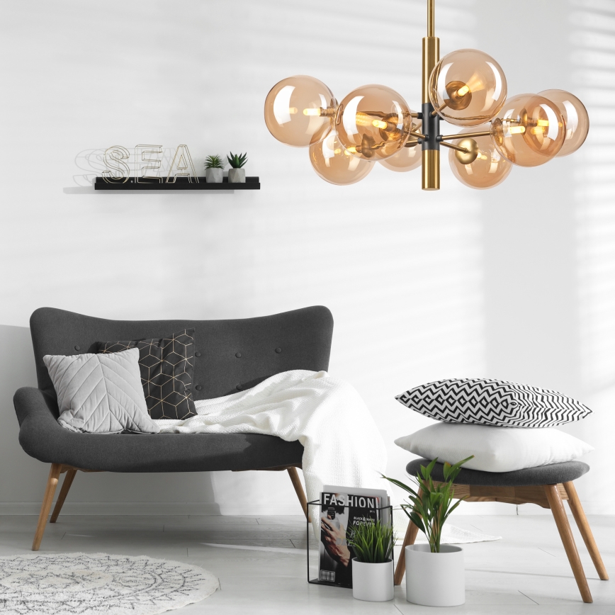 Pendellampe ROLLO 8xG9/5W/230V guldfarvet/røget beige
