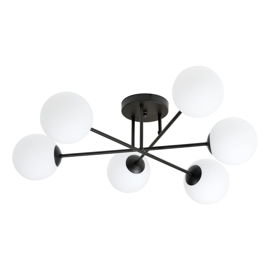 Pendellampe ROMA 6xE14/10W/230V sort/hvid