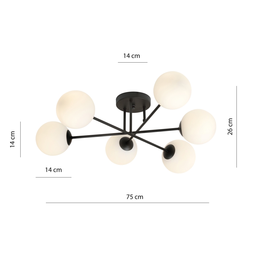 Pendellampe ROMA 6xE14/10W/230V sort/hvid