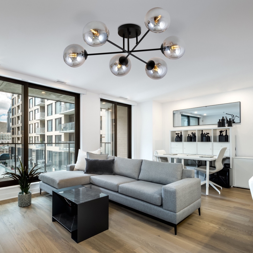 Pendellampe ROMA 6xE14/10W/230V sort/røget