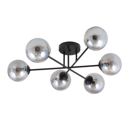 Pendellampe ROMA 6xE14/10W/230V sort/røget