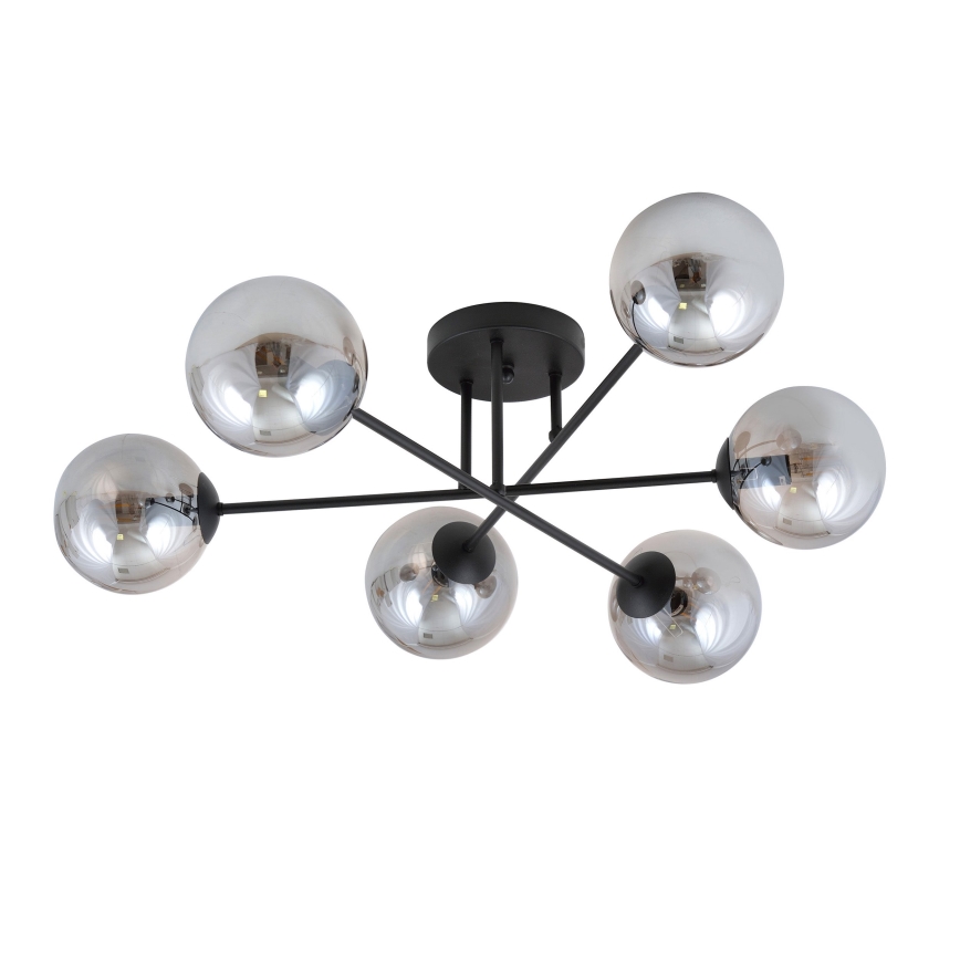 Pendellampe ROMA 6xE14/10W/230V sort/røget