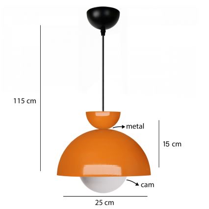 Pendellampe SALVA 1xE27/15W/230V orange