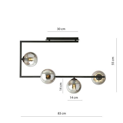 Pendellampe SOMA 4xE14/10W/230V sort/grå