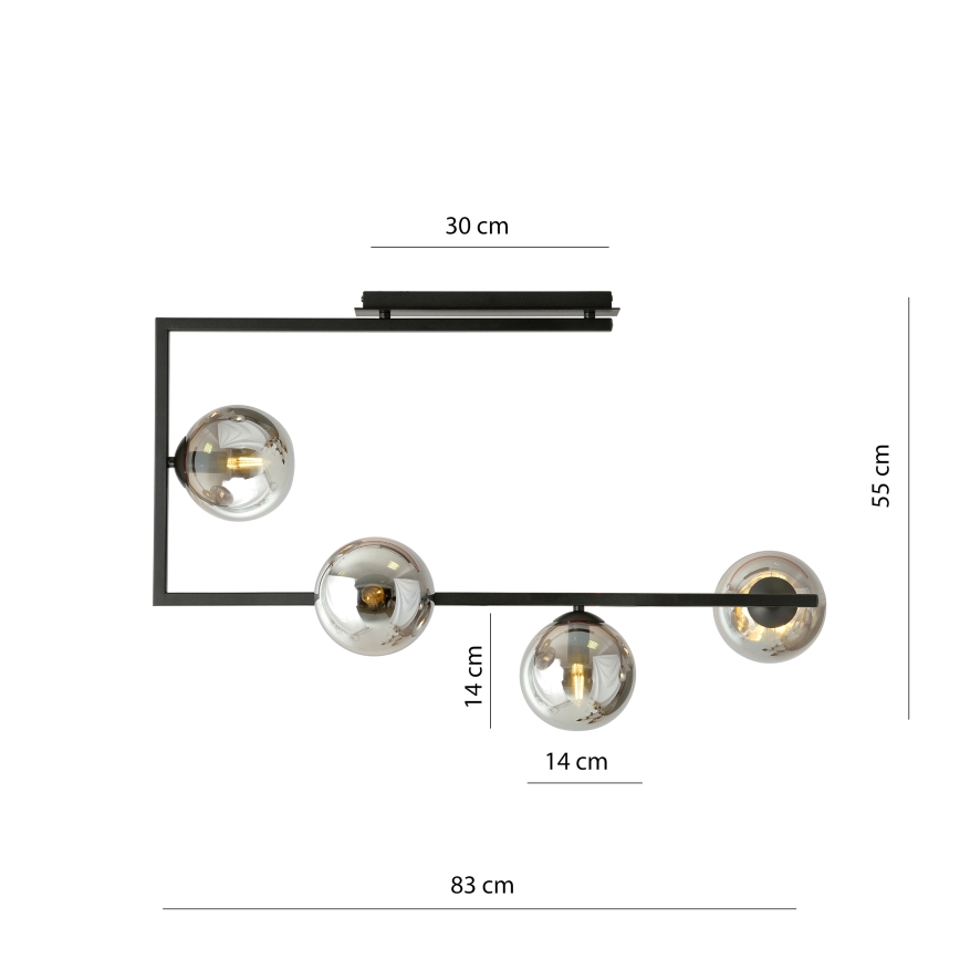 Pendellampe SOMA 4xE14/10W/230V sort/grå