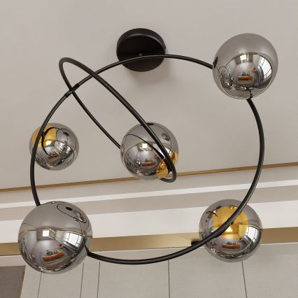 Pendellampe STARDOM 5xE14/10W/230V sort/grå
