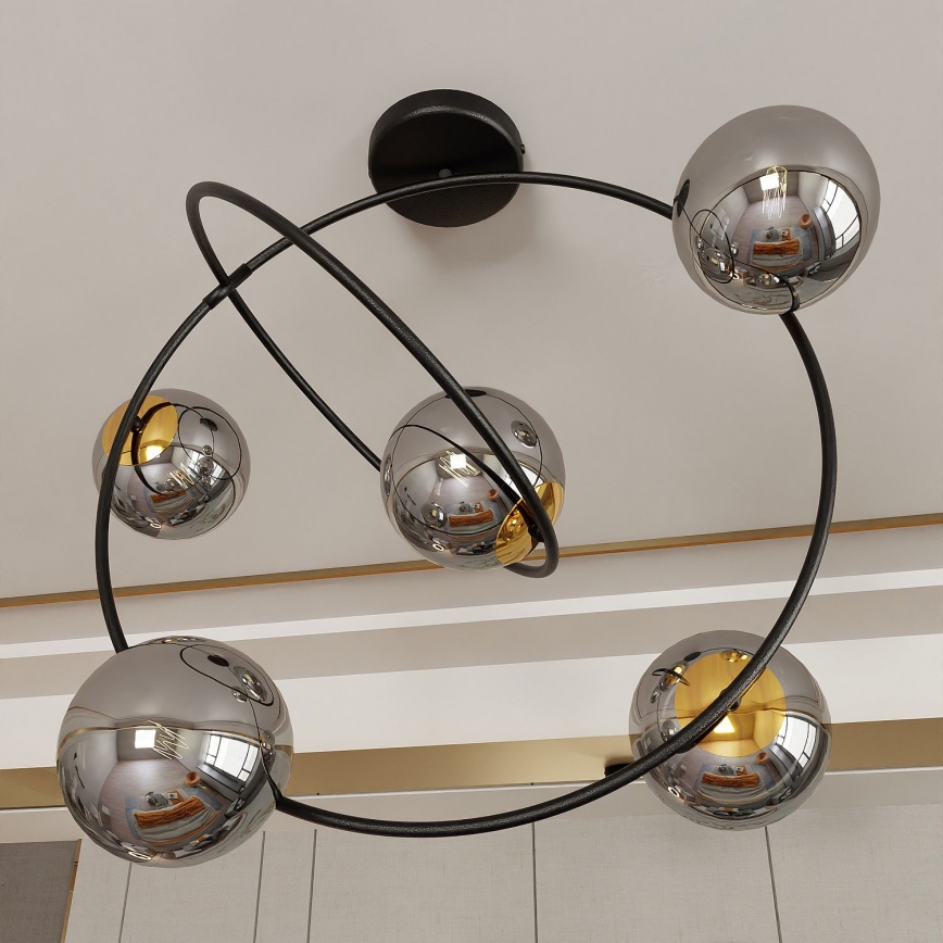 Pendellampe STARDOM 5xE14/10W/230V sort/grå