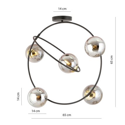 Pendellampe STARDOM 5xE14/10W/230V sort/grå