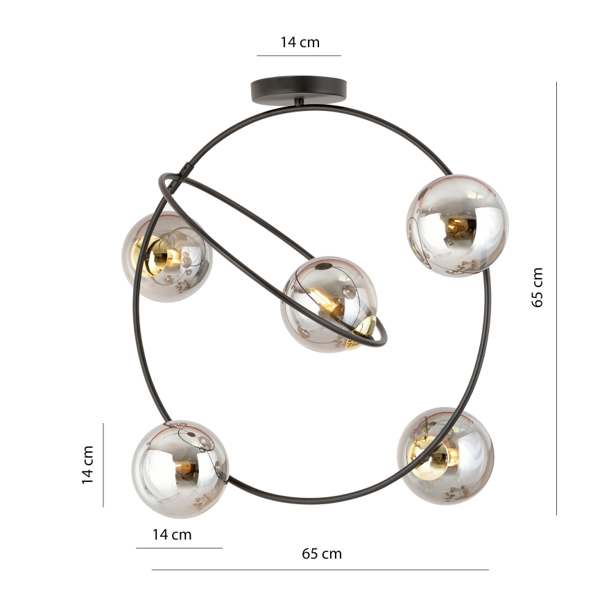 Pendellampe STARDOM 5xE14/10W/230V sort/grå