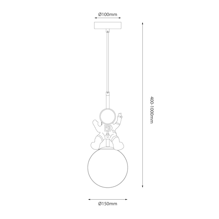 Pendellampe til børn ASTRONAUT 1xE27/60W/230V diameter 15 cm guldfarvet/beige