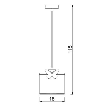 Pendellampe til børn SWEET 1xE27/15W/230V hvid/lyserød/sommerfugl