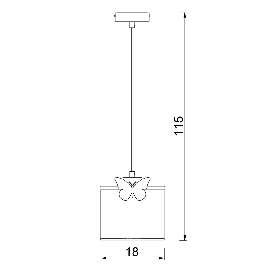 Pendellampe til børn SWEET 1xE27/15W/230V hvid/sommerfugl