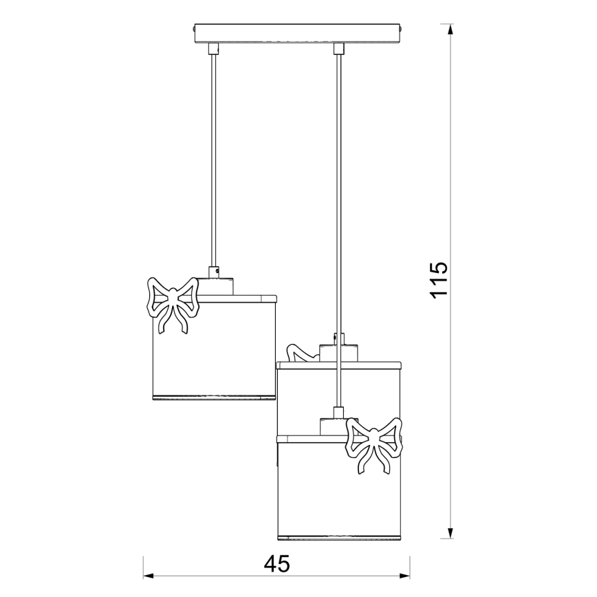 Pendellampe til børn SWEET 3xE27/15W/230V hvid/lyserød/rød/bue
