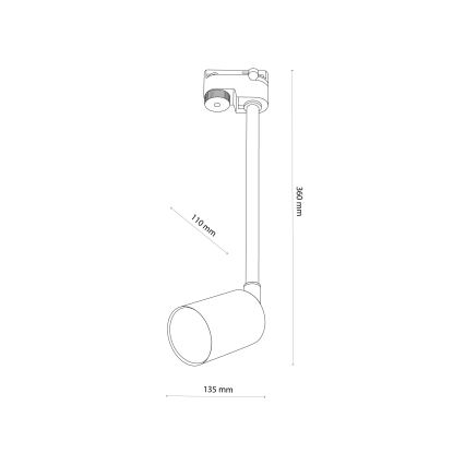 Pendellampe til 1-faset skinnesystem TOP 1xGU10/10W/230V guldfarvet/sort